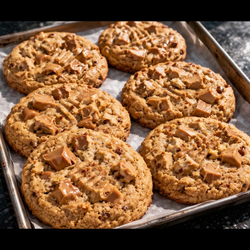 Freshly baked Reese's peanut butter cookie.